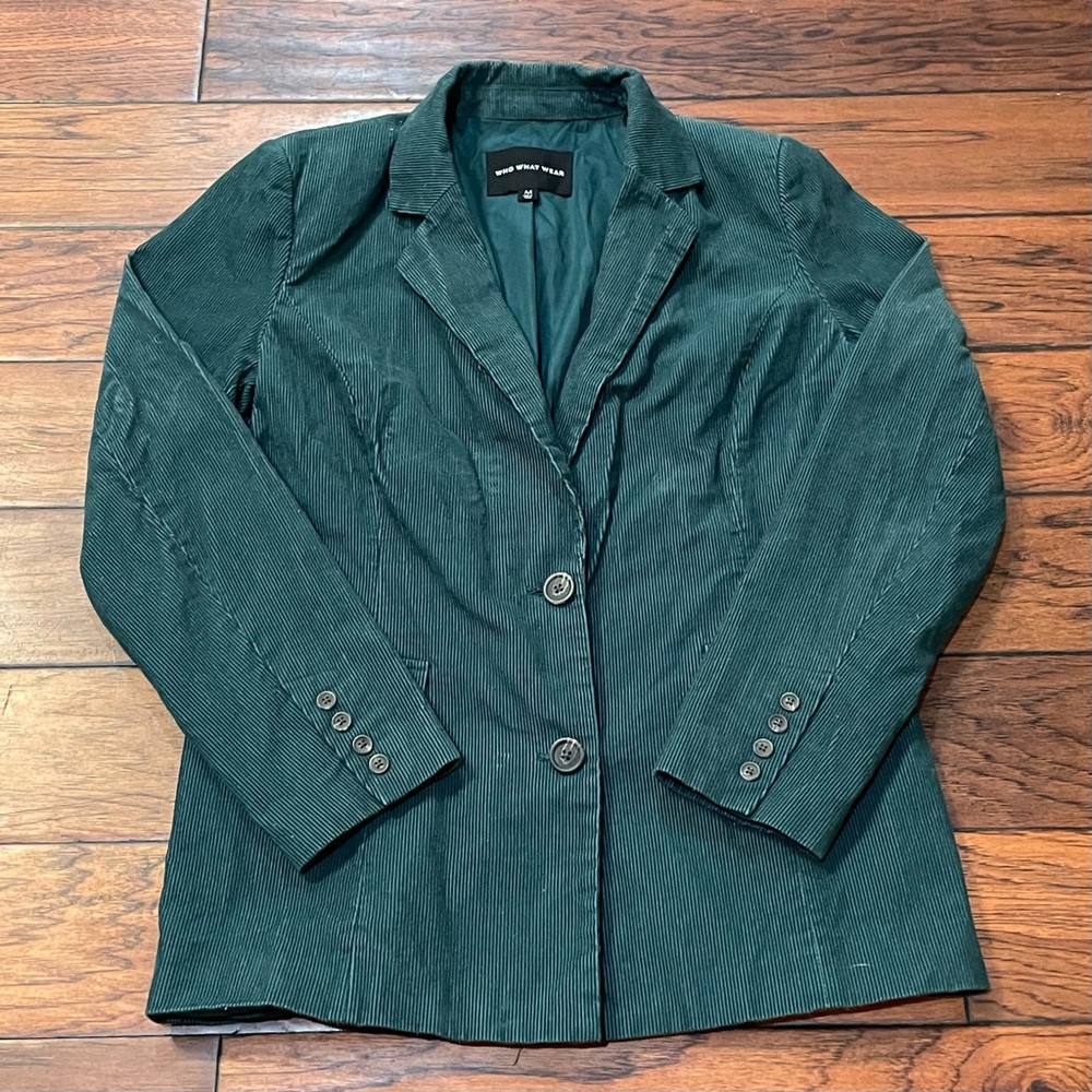Who What Wear Green Ponderosa Pine Corduroy Blazer Women’s Sz M Career Office